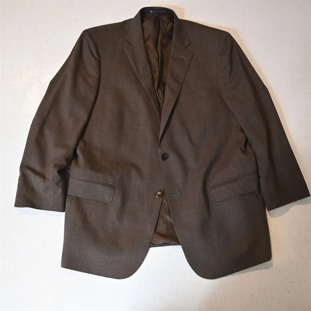 Hart Schaffner Marx 46R‎ Brown Birdseye Wool USA Blazer Suit Jacket Sport Coat